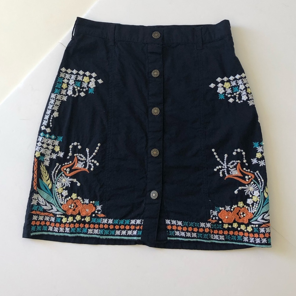 Anthropologie HD in Paris Embroidered A-Line Skirt